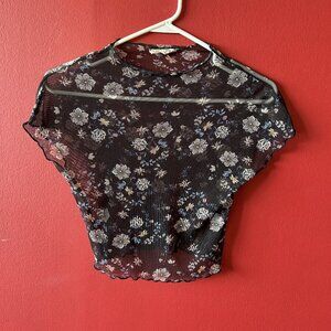 Floral Mesh Crop Top